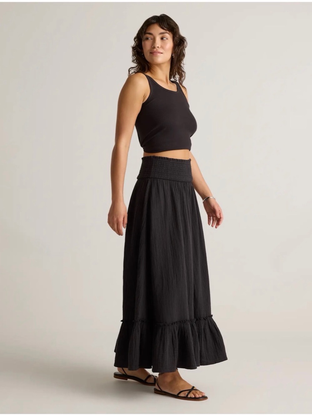 Quince 100 Organic Cotton Gauze Smocked Maxi Skirt